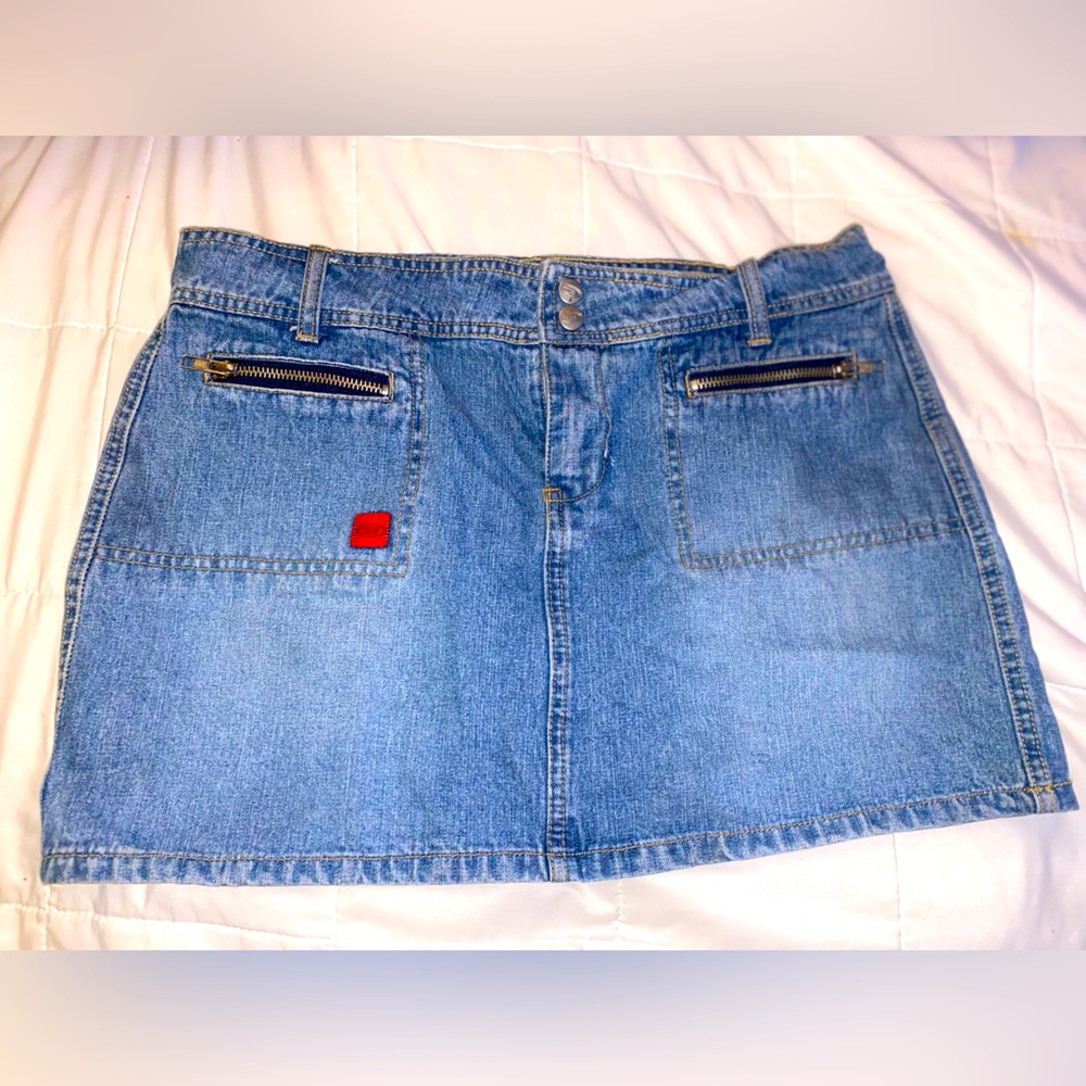 Y2K style ‘let me b.’ Denim Micro Mini Skirt for Women Size 11